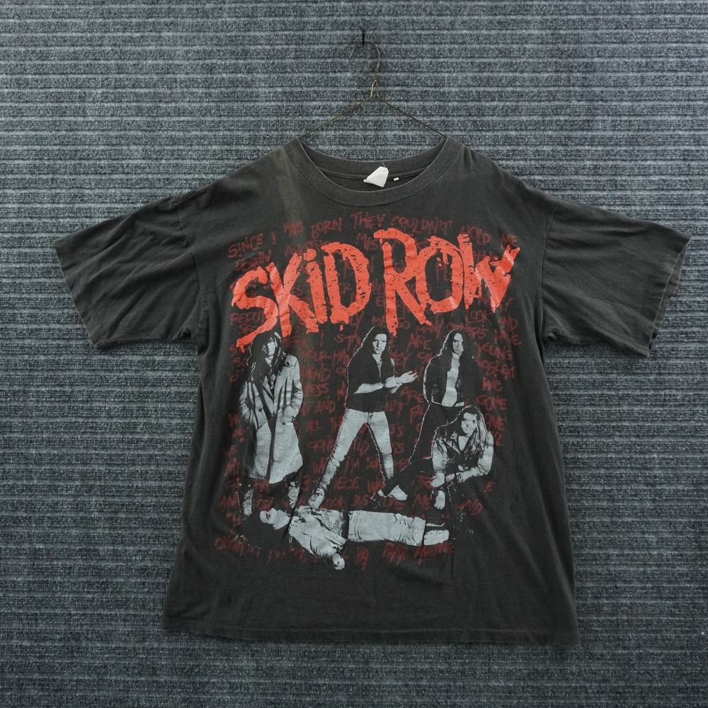 Vintage 1989 Skid Row Graphic T-Shirt Mens XL Black Live Tour Single Stitch